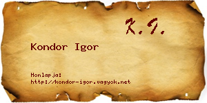 Kondor Igor névjegykártya